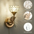 Neoglint Crystal Wall Sconces, Modern Round Wall Lights with Pull Cord