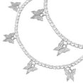 thumbnail image 6 of BEBERLINI Butterfly Tennis Anklet Silver Plated 3 mm Foot Bracelet 9" Chain Cubic Zirconia Stones Fashion Jewelry Women 2" Extender, 6 of 7