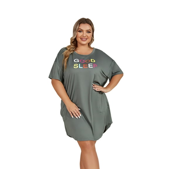 Richie House Plus Size Nightgowns Sleepshirts Nightshirt Lounge Dress Sleepwear PRHW4069-A-2XL/3XL