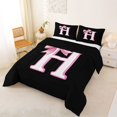 thumbnail image 2 of Erosebridal Pink Letter H Monogrammed Kids Full Size Comforter Sets,Cute Bowknot Bedding Sets For Bows Lover,Reversible Black 3pcs, 2 of 7