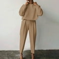 thumbnail image 3 of CILENON Plus Size Travel Outfits for Women Autumn And Winter Women's Loose Solid Color Long Sleeve Casual Two Piece Set Pant Sets Women 2 Piece Outfits Sweat Suit for Women 2 Piece Set (Coffee,M), 3 of 3