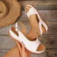 thumbnail image 4 of Womens Heeled Sandals Fashion Color Block Flip Flops with Arch Support Casual Wedding Party Dress Slides Shoes White Size 7, 4 of 6