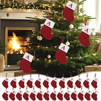 Boovnll Christmas Stockings with Letters, 7" Personalized Knitted Large Red Christmas Stocking White Cuff for Holiday, Xmas Tree, Fireplace, Party Decor Ornaments, Christmas Decorations