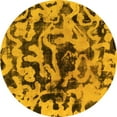 thumbnail image 1 of Ahgly Company Indoor Round Abstract Yellow Modern Area Rugs, 4' Round, 1 of 4