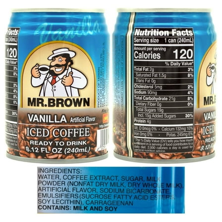 Mr. Brown Iced Coffee, Vanilla, 8.12 Fluid Ounce