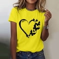thumbnail image 3 of KBZDBZC Tshirts Shirts for Women Women's Love Butterfly Print Round Neck Short Sleeve T Shirt Top Womens Tops (Yellow,S), 3 of 4