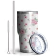 thumbnail image 2 of 30oz Pioneer Flower Floral Print Pattern Tumbler, Double Wall Vacuum Insulated Cup, BPA-Free Leak Proof Lid & Reusable Straws, Hot 12h, Cold 34h, 2 of 6