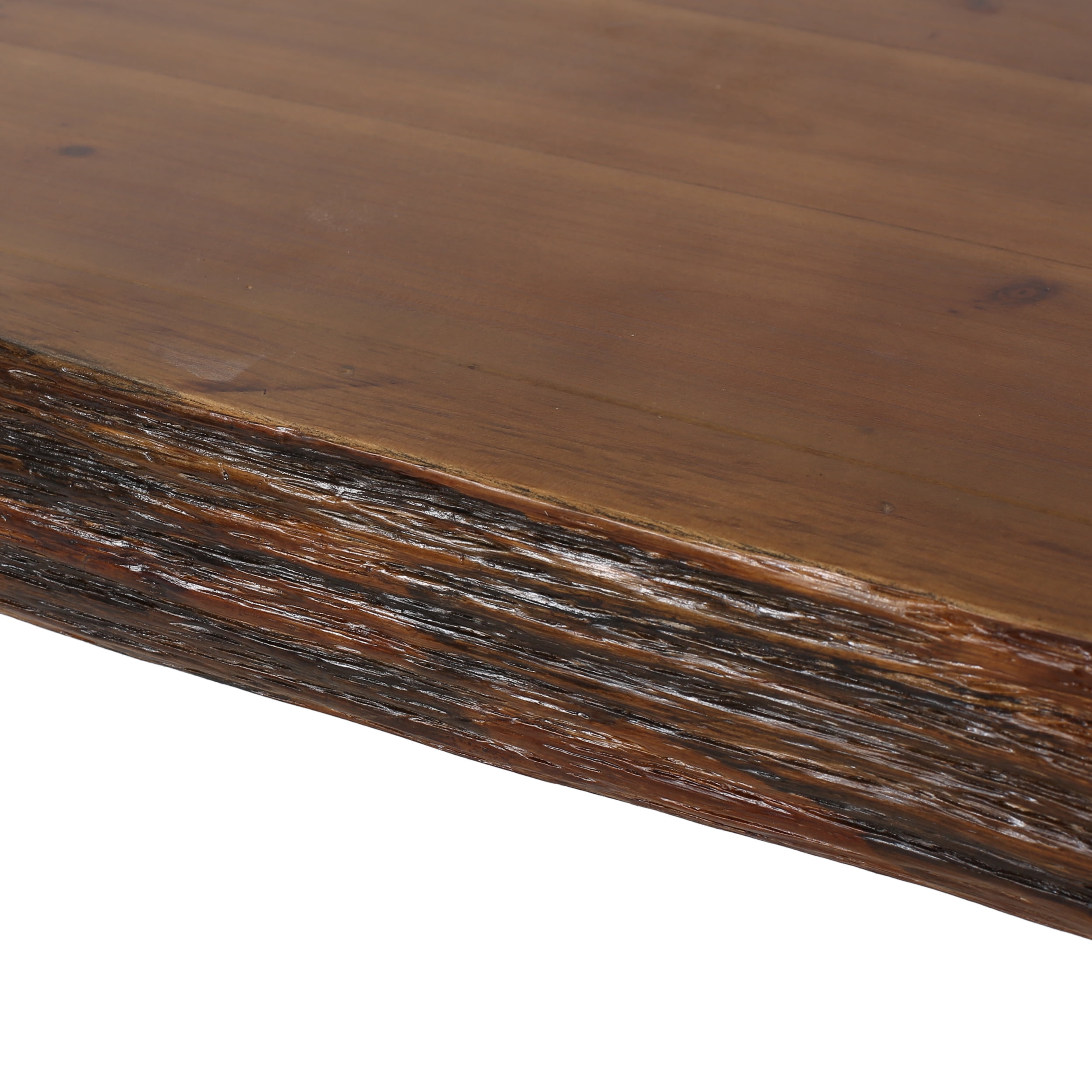 Noble House Industrial Faux Live Edge Rectangular Dining Table, Natural