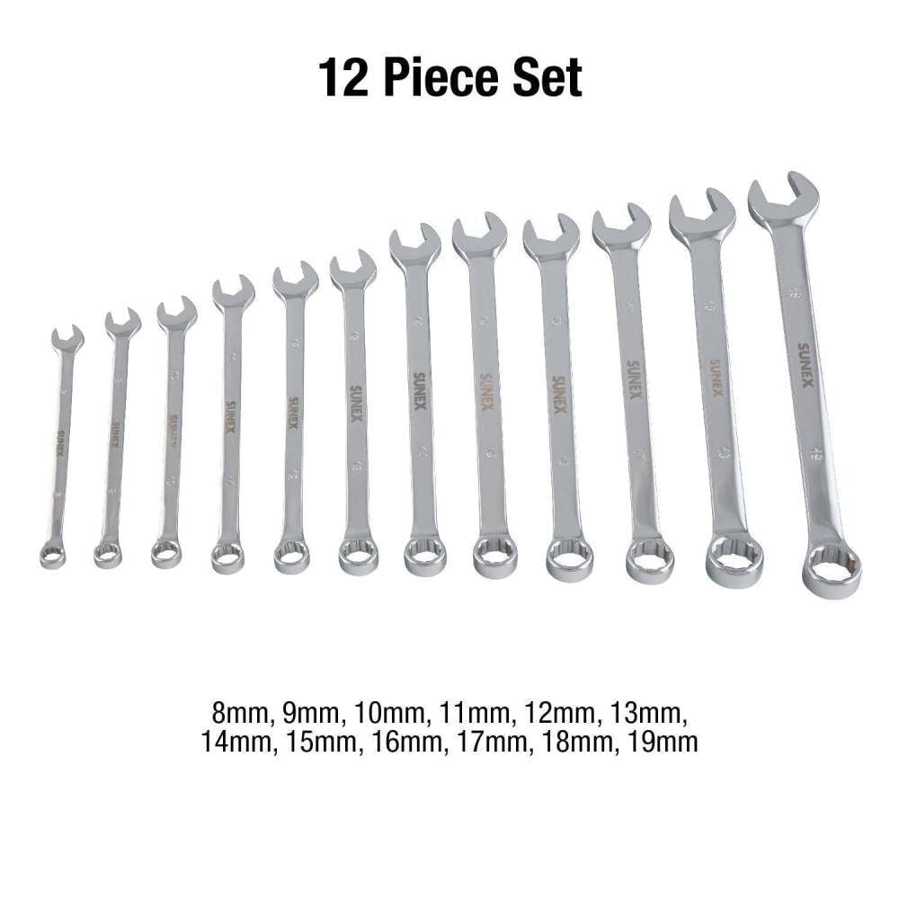 12 Piece V-Groove Metric Combination Wrench Set