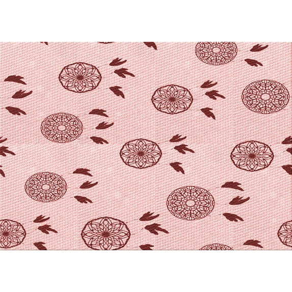 Ahgly Company Indoor Rectangle Patterned Pink Bubble Gum Pink Area Rugs, 2' x 5'