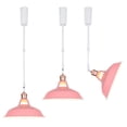 thumbnail image 1 of FSLiving Adjustable Height Track Pendnat Light H-Type Macaron Retractable Track Spotlight with Telescoping Rod Adjustable Gimbaled Lamp-Post Halo Track DIY Instant On Cover Lamp, Pink - 3 Lights, 1 of 7