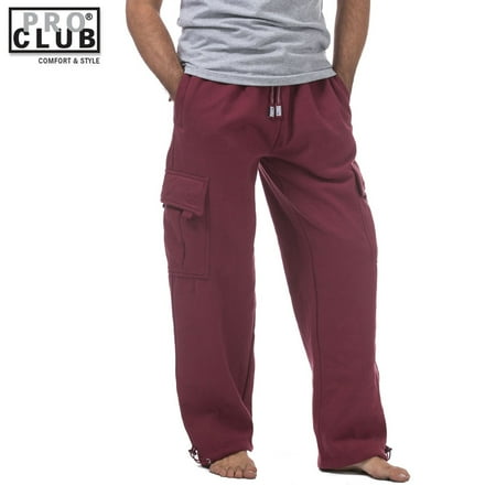 Pro Club - Pro Club Men's Heavyweight Fleece Cargo Sweatpants Maroon(Burgundy) 2X-Large