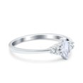thumbnail image 2 of Simulated Cubic Zirconia Size-5 Marquise Art Deco Engagement Ring Round 3 Stone 925 Sterling Silver, 2 of 7