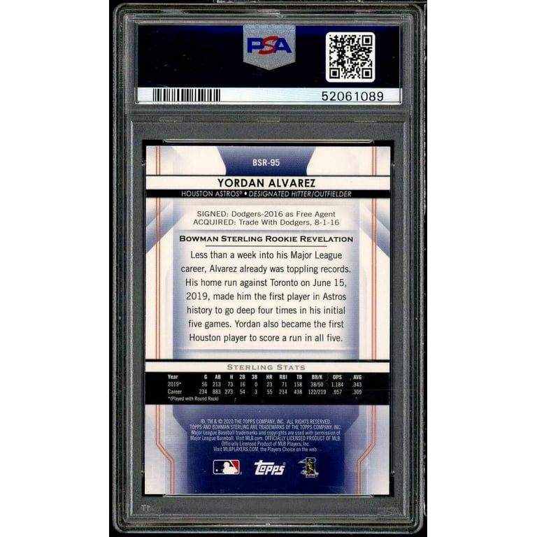 Yordan Alvarez Rookie Card 2020 Bowman Sterling #BSR-95 PSA 10