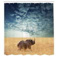 thumbnail image 2 of Ambesonne Savannah Shower Curtain, Animal Dramatic Cloudy Sky, 69"Wx75"L, Bluegrey and Mustard, 2 of 4