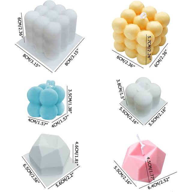 Paquete de 3 moldes de silicona para velas, MaehSab 3D Bubble Cube Cera para hacer velas Molde para velas hecho a mano DIY Zhivalor WRLF-241-1