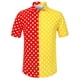 thumbnail image 1 of Lars Amadeus Camisa hawaiana de patchwork con botones y mangas cortas de lunares de verano para hombre Rojo amarillo M, 1 of 6