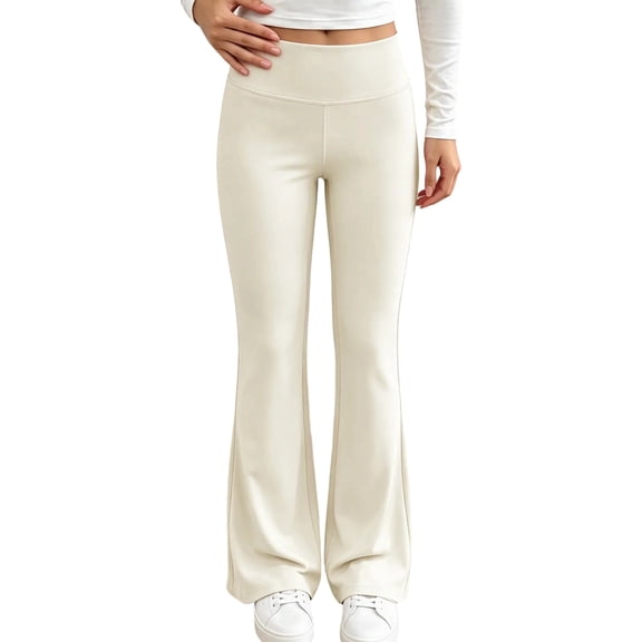 fatyb Girls Flare Leggings High Waist Thin Yoga Pants Lightweight Dancewear Athletic Bell Bottoms 3-15Y