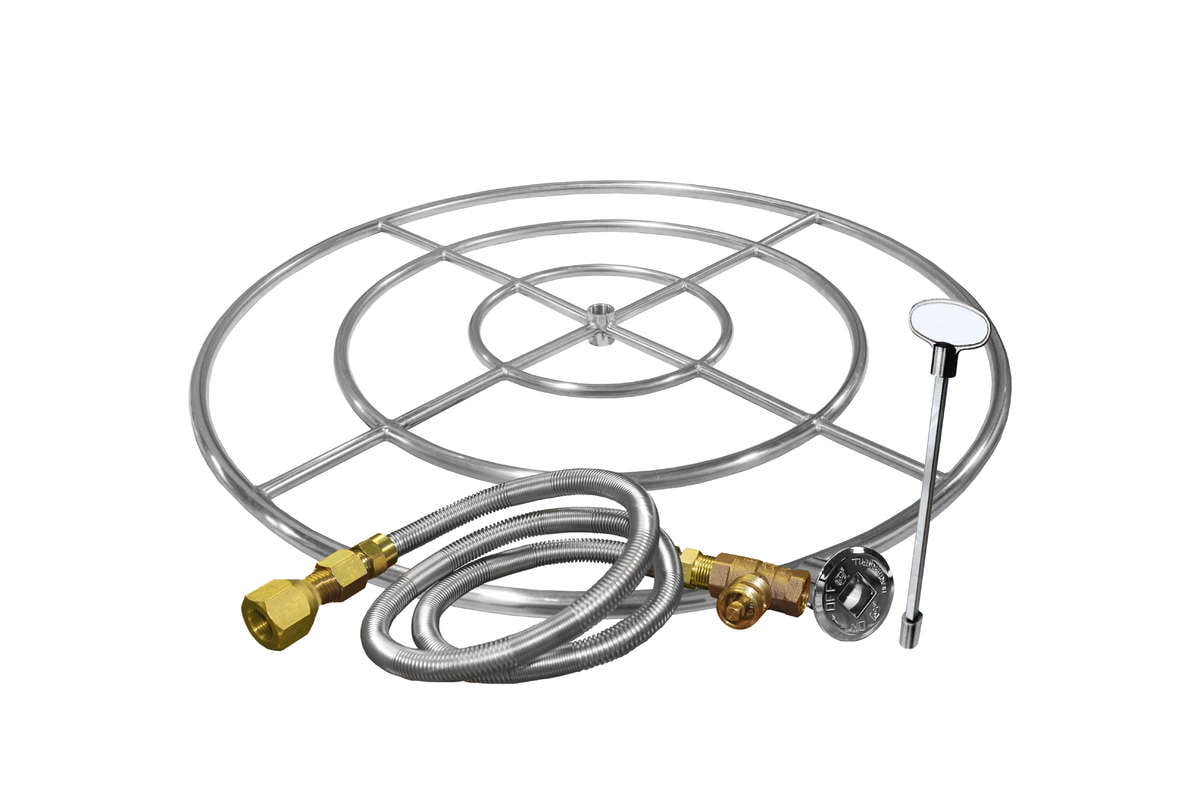 Firegear Stainless Steel Gas Fire Pit, 24 Inch Square Fire Pit Burner Rings