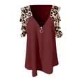 thumbnail image 3 of Spring Tops for Women Womens Tops Womens Summer Short SleeveV-Neck Zipper Leopard Hollow Out T-Shirt Blouse Tops, 3 of 4