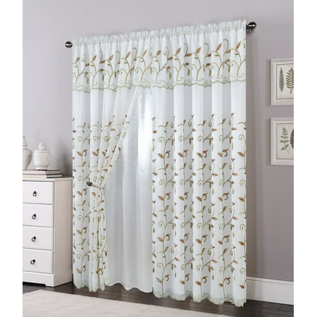 Set Of 2 Lucia Embroidered Curtains With Attached Valance And