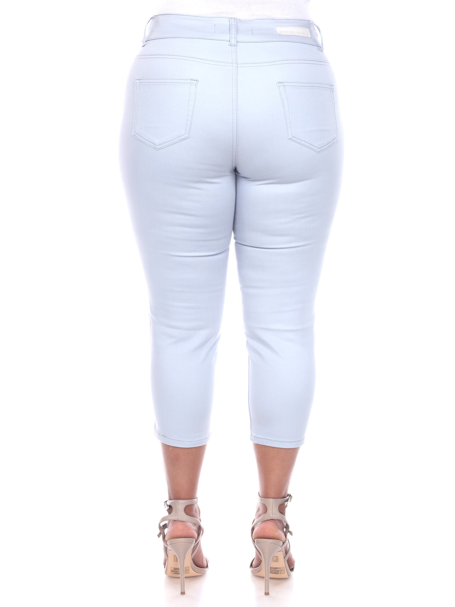 White Mark Women's Plus Size Capri Jeans