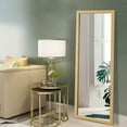 thumbnail image 4 of Full Length Door Mirror 43" x 16" Rectangle Wall Mirror Hanging or Leaning Against Wall for Bedroom Champagne Gold (No Stand), 4 of 6