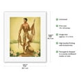 thumbnail image 2 of Fisherman with Spear (Ihe) - Vintage Hawaiian Airbrush Art by Gill c.1940s - Fine Art Rolled Canvas Print 11in x 14in, 2 of 4