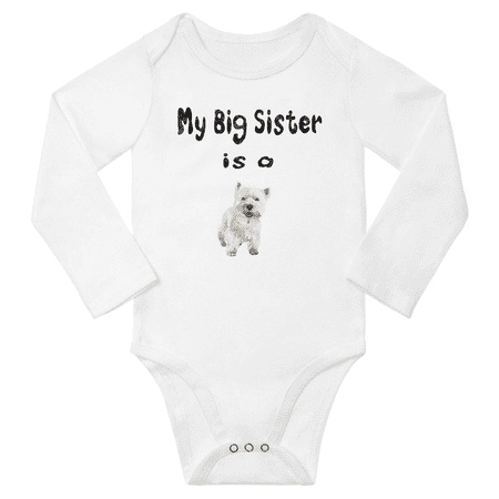 

My Big Sister is a West Highland Terrier Dog Funny Baby Long Sleeve Clothing Bodysuits (White 12-18M)