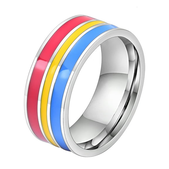 Ring for Men Women Rainbow Gay LGBT Pride Pansexual Couple Ring Unisex Fashion Stainless Steel