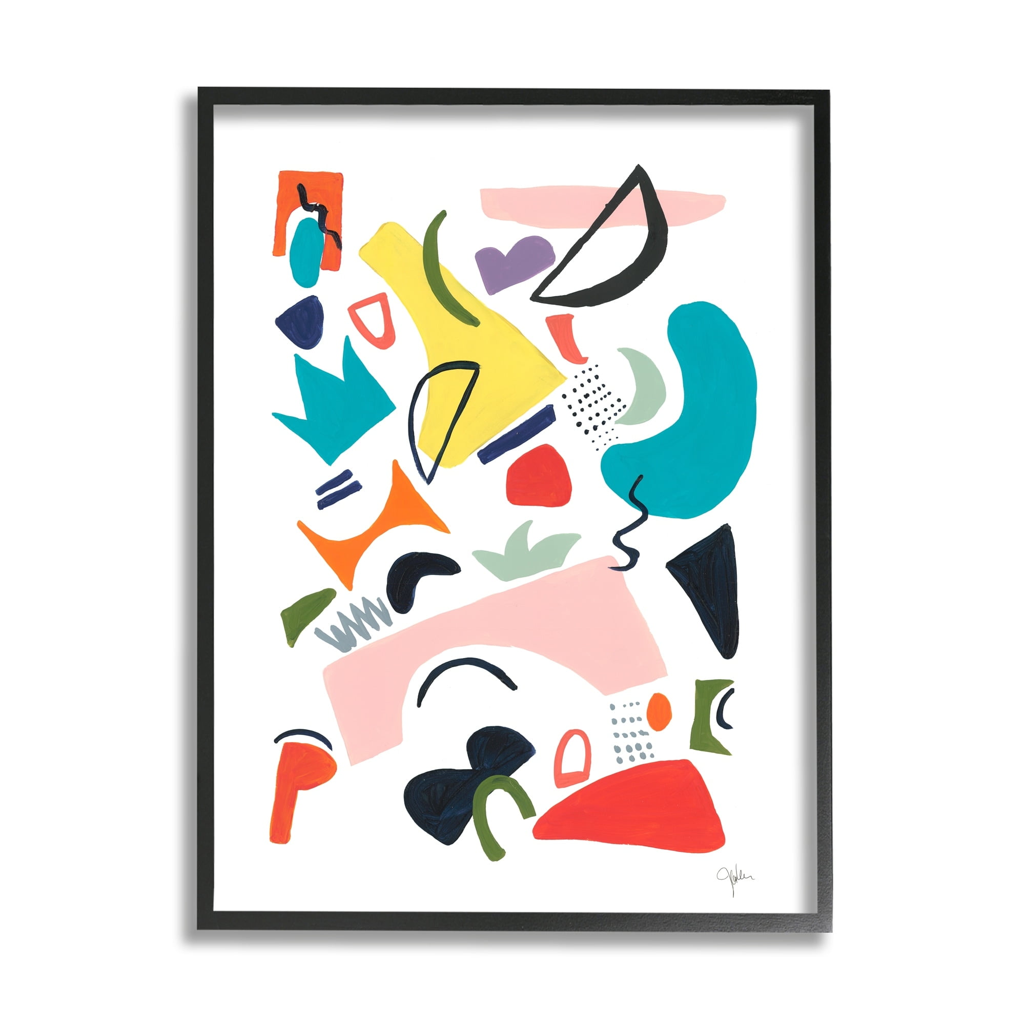 Stupell Industries Funky Shapes Abstract Painting Bold Lively Geometry, 24 x 30,Design by Jan Weiss