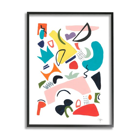 Stupell Industries Funky Shapes Abstract Painting Bold Lively Geometry, 16 x 20,Design by Jan Weiss