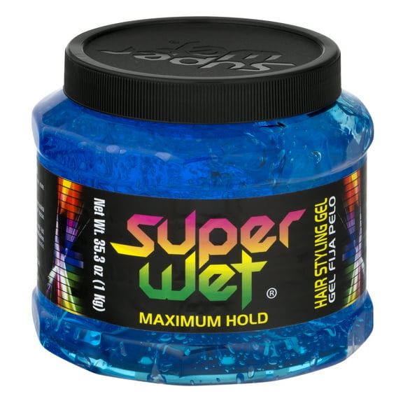 New Super Wet Gel Blue for Maximum Hold, All Hair Types, 35.3 oz Jar
