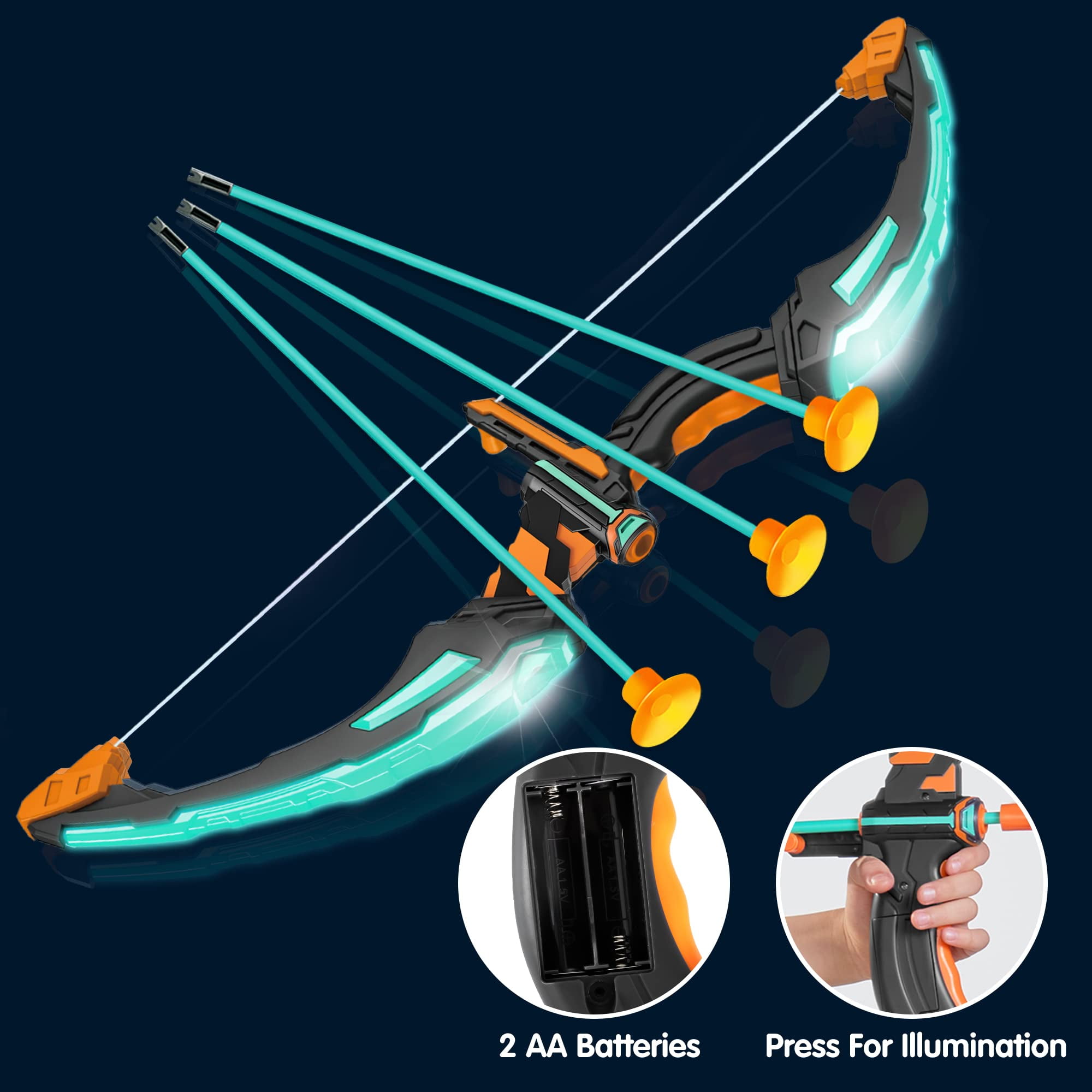 Joyfy Kids Bow and Arrow Set with LED Lights, Archery Toy Set for boy age 3 up