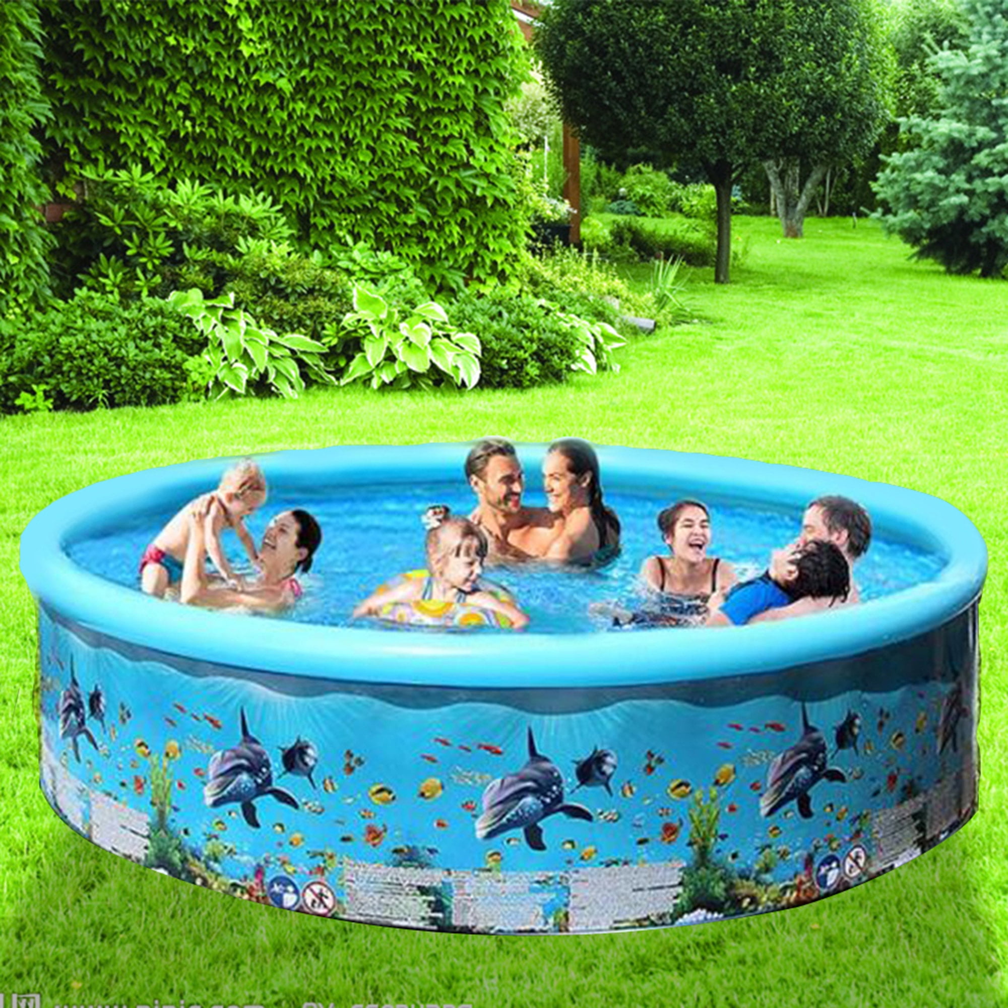 Childrens Inflatable Pool 48x10 Kids Swimming Pools Outdoor Water Fun Play Blue 