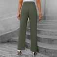 thumbnail image 4 of WTOBBY Women's Autumn Ready Straight Leg Dress Pants in Nine Point Harlan Style for Business Casual Office Wear, Weekend Events and Seasonally Appropriate Smart Style,Army Green L, 4 of 5