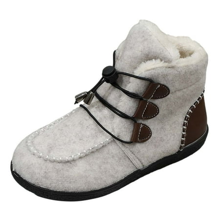 

Ediodpoh Large Winter Snow Boots 2024 With Flat Bottom Warm Suede Short Boots Drawstring Women s Ankle Boots Booties for Women Beige 6.5
