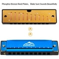 thumbnail image 5 of EASTROCK 10 Holes Key of C Blues Harmonica for Beginner Students Professional Metal Blues Harp Mouth Organ with Case (Blue), 5 of 6
