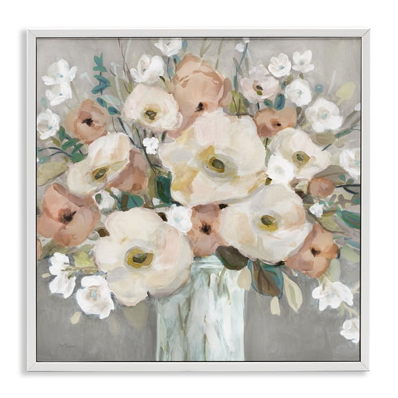 Stupell Industries Shabby Chic Mixed Spring Bouquet White Framed Giclee Art, 12 x 12, by Carol Robinson