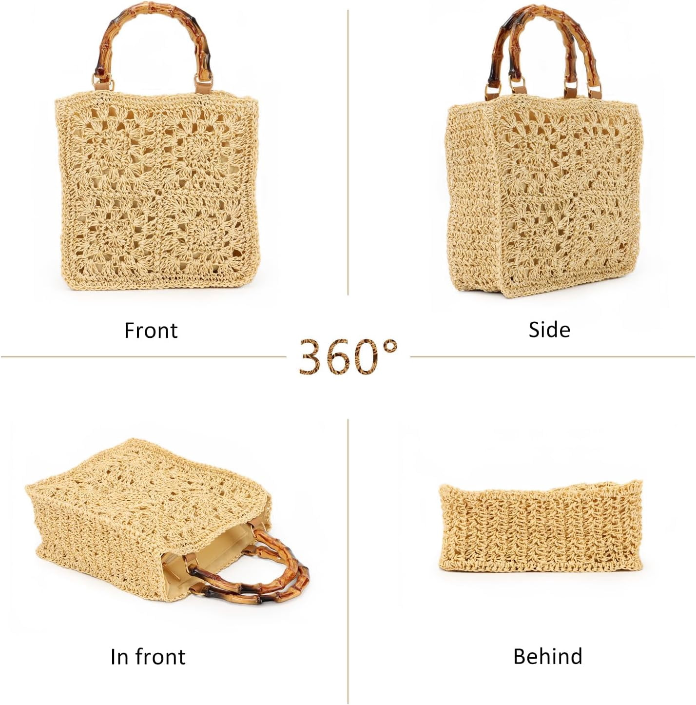 LinYooLi Straw Purse Tote Handbags Rattan Woven Beach Clutch Bag for Women Beach Summer Travel
