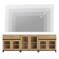 thumbnail image 4 of 3 In 1 TV Stand For Tvs Up To 100 Inch, Modern Entertainment Center With Glass Doors And Metal Legs, TV Console With Adjustable Shelf For Living Room, Bedroom,Oak, 4 of 11
