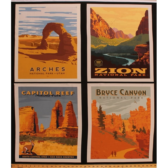 36" X 44" Panel National Parks Utah Arches Bryce Canyon Scenic Landscape Nature Cotton Fabric Panel (PP8794-UTAH)