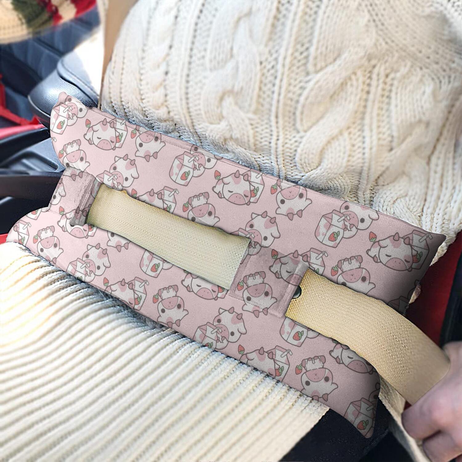 Cow Print Post Surgery Seatbelt Pillow - Soft Mastectomy Cushion for Car with Hook-and-Loop Straps, Heart Surgery Recovery Pillow for Women (Funny Farmhouse Design)