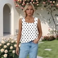thumbnail image 2 of Women's Tank Tops Square Neck Pleated Front Camisole Tops for Women Polka Dot Print Loose Womens Summer Tops Casual Vacation L White, 2 of 6