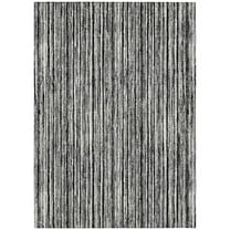 HomeRoots 585467 5 x 8 ft. Striped Washable Indoor & Outdoor Rectangle Area Rug, Black & Ivory