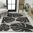 thumbnail image 4 of JONATHAN Y TUSCAN SUN 5 x 8 Area Rug, Allison Beach Stripe and Monstera Leaf - Black/Beige, TSN400A-5, 4 of 7