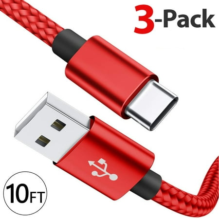 3x 10FT USB Type C Cable Fast Charging USB C Type C 3 1 Data Sync Charger Cord For Samsung Galaxy S10 S9 S9 S8 Plus Nexus 5X 6P OnePlus 2 3 LG G5 G6