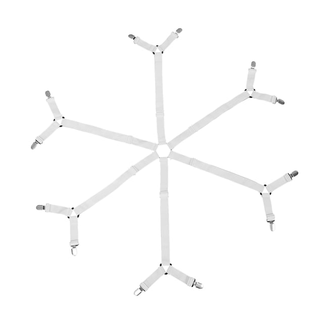 GOOHOCHY Sujeta sábanas elástico de 6 lados con 12 clips, pinzas para colchón, correas y pinzas para sábanas.