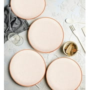 Studio Pottery Ribbed Ceramic Dinner Serving Plates Set Of 4 - Off White, Diameter: 10 Inches | Full Plates | Platter - Fiesta Of Hope Collection