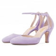 thumbnail image 3 of YDN Women Graceful Kitten Low Heels Pumps Closed Round Toe Ankle Strap Sandals Wedding Party Dress Shoes Size 5.5 Purple, 3 of 4